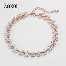 ZAKOL  New Classic Leaf Shape Cubic Zirconia CZ Shiny Stone Chain & Link Bracelets Luxury Bridal Wedding Jewelry FSBP2173 2024 - buy cheap