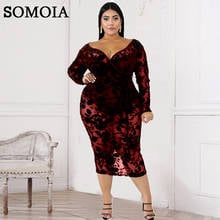 6XL Plus Size Fashion Women's Clothing Sexy Deep V Neck Lace Long Sleeved Personality Back Zipper Solid Color Temperament Dress 2024 - buy cheap