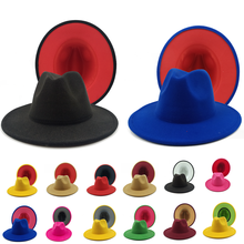 Смешанные цвета в стиле джаз для женщин фетровая шляпа ковбойская шляпа Зимняя мужская шляпа с вышивкой красного и черного цветов котелок из шерсти шляпы оптом 2024 - купить недорого