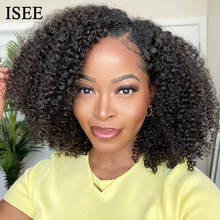 ISEE HAIR 40CM Curly Bob Lace Front Wigs For Women  Brazilian Kinky Curly Lace Front Wig Lace Frontal Wig Curly Human Hair Wigs 2024 - buy cheap
