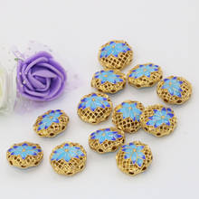 Top quality 8 style 5pcs round ball hollow carved enamel cloisonne gold-color spacers accessories beads jewelry findings B2513 2024 - buy cheap