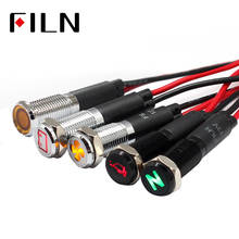 FILN 8mm Black Housing Led Red Yellow White Blue Green 12v Indicator Iight With 20cm Cable 2024 - buy cheap