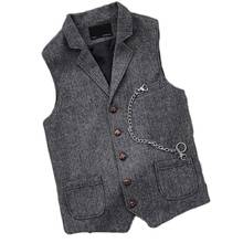 Chaleco Ajustado de estilo británico para hombre, ropa de lana de espiga, trajes de Tweed, Vintage 2024 - compra barato
