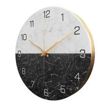 Mármore ferro relógio de parede metal moderna sala estar criativo relógio silencioso relógio da cozinha orologio da parte decoração para casa fz908 2024 - compre barato