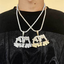 Iced para fora letras atm viciado em dinheiro pingente colares 2 cores aaa zircon masculino hip hop jóias presentes 2024 - compre barato