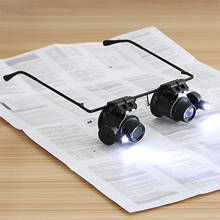ACEHE 20X Glasses Type Double Eye Binocular Magnifier Watch Repair Tool Magnifier with Two Adjustable LED Lights 2024 - buy cheap