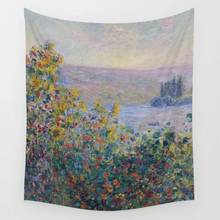 Flower Beds at Vetheuil by Claude Monet Tapestry Wall Hanging Tapestries Dorm Wall Art Home Decor Traveling Camping Yoga Mat 2024 - buy cheap