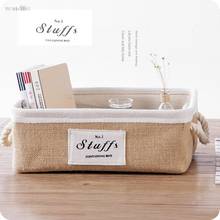 Cesta de yute minimalista japonesa, cestas de almacenamiento de escritorio, caja de almacenamiento de restos, organizador de aperitivos portátil de tela 2024 - compra barato