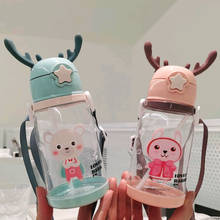 600ml Portable Water Bottles for Girls Kid Drinking Bottle with Straw Durable Press Open BPA Free Tea Mug Outdoor Sport Camping 2024 - buy cheap