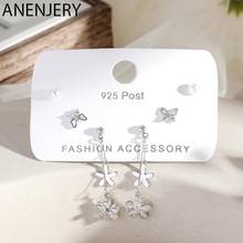 Delicate Shiny Zircon Flower Butterfly Pearl Dot Stud Earrings Set For Women Gift 6-piece Earrings Set Daily Jewelry S-E1238 2024 - buy cheap