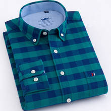 Camisas masculinas de 100% algodão, camisetas estilo oxford para homens, camisa de manga longa slim 4xl com xadrez 2024 - compre barato