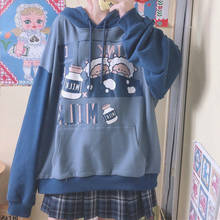 Deeptown Korean Kawaii Sweatshirt Women Anime Print Hoodie Cartoon Long Sleeve Pullover Winter 2022 Patchwork E Girl Blue Top 2024 - buy cheap