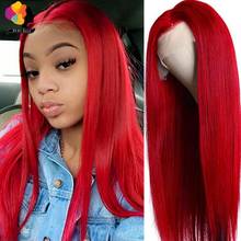 Red 13*1 Lace Front Human Hair Wigs For Women Straight Lace Front Wig Remyblue Peruvian Remy Human Hair Wigs Pre Plucked 150% 2024 - buy cheap