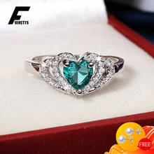 Fashion Women Ring Silver 925 Jewelry Heart Shape Emerald Zircon Gemstone Finger Rings for Wedding Engagement Party Accessories 2024 - buy cheap