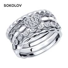 Наборное кольцо с фианитами SOKOLOV, Серебро, 925, Женское, Оригинальная продукция 2024 - купить недорого