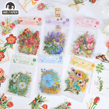 Mr.paper 6 Styles 40pcs/bag Aesthetic Flower Bronzing Stickers Creative Literary Plant Hand Account Material Decorative Stickers 2024 - buy cheap