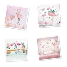 Наклейки на стену с изображением фламинго, Виниловые Наклейки для декора дома с мультипликационными птицами для детской комнаты, украшения для детской спальни 2024 - купить недорого