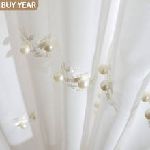Estilo europeu cortinas para sala de jantar quarto bordado frisado requintado tela da janela artesanato fio branco tule cortina 2024 - compre barato