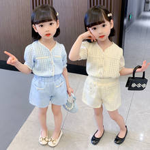 2022 Baby Girls Summer Clothing Set Elegant Suits Shorts Sleeved Cardigan Shirts+shorts,fashion Kids Girl Children Clothes 2024 - buy cheap