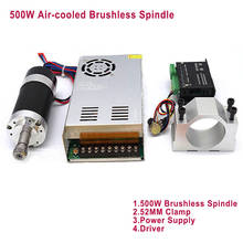 500w cnc brushless eixo 55mm diâmetro er11 chuck 48vdc eixo do motor + fonte de alimentação fósforo controlador velocidade braçadeira 2024 - compre barato