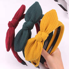 Cute Rabbit Ear Bow Headbands for Women Autumn Winter Knitting Solid Color Hair Bands for Girls Bezel Headband Hair Accessories 2024 - buy cheap