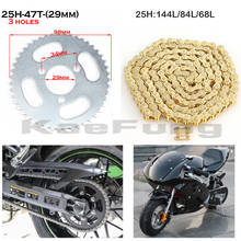 47cc 49cc pocket bike chain 25H gold 68\84\ or 144 links loops and rear 47T  sprocket mini moto atv quad 2 stroke engine parts 2024 - buy cheap
