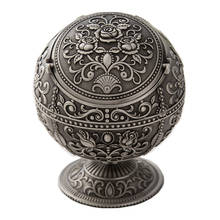 Retro Globe Shape Ashtray With Lid Metal Crafts Home Living Room Decoration Zinc Alloy Vintage Embossed Ashtrays Smoking Parts 2024 - buy cheap