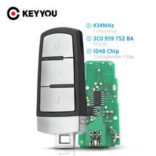 KEYYOU-mando a distancia de coche inteligente para Volkswagen, 3C0 959 752 BA 434Mhz, Chip ID48, compatible con VW Passat B6 3C B7 Magotan CC, 3 botones 2024 - compra barato