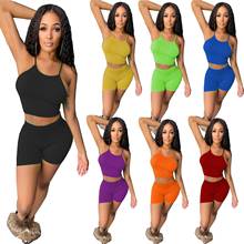 Adogirl Women Crop Top Biker Shorts 2 Piece Set Fashion Streetwear Summer Outfits Casual Solid Tracksuit Matching Sets 2024 - buy cheap