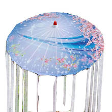 Зонт с лентами и кисточками, зонт чонсам, Hanfu, Классический шелковый танцевальный зонт, женский зонт, Китайский Tang ombrello 2024 - купить недорого