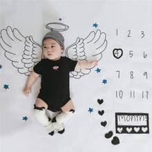 Paño de fondo mensual para bebé, manta de aniversario con alas de Ángel, accesorios para fotos de recién nacidos, manta de crecimiento, fotografía de recuerdo 2024 - compra barato