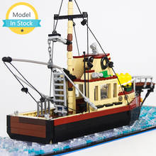 MOC The Orca - Jaws Ship Model Boat DIY Assemble Building Diamond Blocks Sets Model Classical Brick Gift for Children Toys 2024 - buy cheap