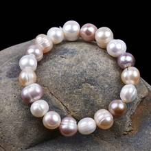 Pulsera de perlas de concha de 8mm para mujer, brazalete elástico de perlas de agua dulce naturales Tricolor, joyería fina para fiesta, aniversario, regalo de boda 2024 - compra barato