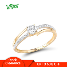 VISTOSO Gold Rings For Women Genuine 9K 375 Yellow Gold Ring Sparkling White CZ Promise Band Rings  Anniversary Fine Jewelry 2024 - buy cheap