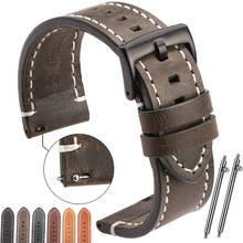 Pulseiras de couro genuíno vintage, 7 cores, pulseira de relógio de couro de vaca 18mm 20mm 22mm 24mm, acessórios para mulheres e homens 2024 - compre barato