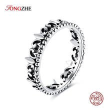 TONGZHE Classic 100% 925 Sterling Silver Vintage Rings For Women Tiara King Crown Charm Finger Jewelry Factory Wholesale 2024 - buy cheap