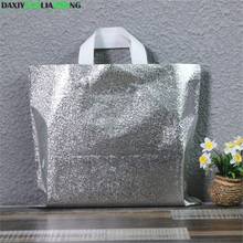 50pcs/lot 35x30cm 4 sizes silver colors Gift tote packaging bag with hand loop, handbag, packing for gift garment,shopping bag 2024 - buy cheap