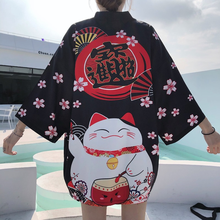 Cat Print Kimono Cardigan Women Japanese Traditional Style Haori Harajuku Kawaii Cute Blouse Shirt Short Yukata Summer Spring 2024 - buy cheap