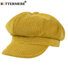 BUTTERMERE Caps Corduroy Woman Newsboy Cap Yellow Ladies Octagonal Cap Vintage Casual Autumn Winter Brand Female Painter Hat 2024 - buy cheap