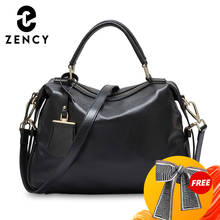 Zency Fashion Women Tote Bag 100% Genuine Leather Handbags Female Boston Charm Messenger Crossbody Purse Luxury Shoulder Bags 2024 - buy cheap