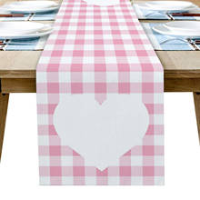 Luxury Table Runner Pink Plaid Love Birthday Party Hotel Dining Table High Quality Cotton And Linen Table Cloth 2024 - buy cheap