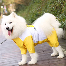 Capa de chuva para cão grande, roupas para cachorro samoyed com borda, collie husky, labrador, golden retriever, casaco à prova d'água, macacão 2024 - compre barato