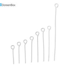 800 PCs Doreen Box  Eye Pins Findings Alloy Mixed 5cm - 1.6cm Silver color For DIY Jewelry Making 0.7mm Thickness Wholesale 2024 - buy cheap