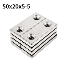 2/5/10pcs Neodymium Magnet 50x25x5mm Double Hole 5mm N35 Block Countersunk Rectangle Rare Earth Strong Powerful Magnets 2024 - buy cheap