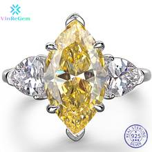 Vinregem 925 Sterling Silver Marquise Cut 6CT Yellow Sapphire Created Moissanite Wedding Engagement Rings Fine Jewelry Wholesale 2024 - buy cheap