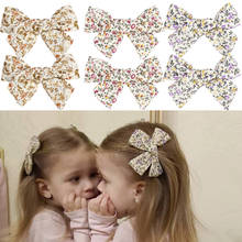 Cute Baby Girls Hair Clips Printed Bows Hairpin For Toddler Cotton Linen Barrette Children Country Style Kids Hair Accessories 2024 - buy cheap