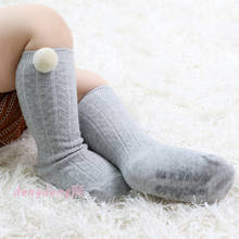 Children's Socks Boys Girls New Year's Socks With Pompom Warm Newborn Baby Knee High Long Cotton Socks Antiskid 2024 - buy cheap