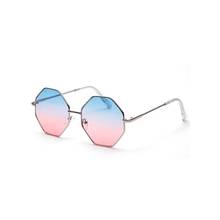 Gafas de sol polígonas para mujer, diseñador de marca hexagonales de lentes de sol, color azul y rosa, transparentes 2024 - compra barato