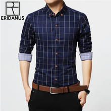 ERIDANUS 2020 Men's Plaid Cotton Dress Shirts Male High Quality Long Sleeve Slim Fit Business Casual Shirt Plus Size 5XL MCL087 2024 - buy cheap