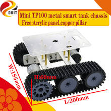 Chassi para tanque de metal mini tp100, faça você mesmo, smart crawler plataforma, motor de alto torque com codificador, painel acrílico livre para arduino/uno 2024 - compre barato